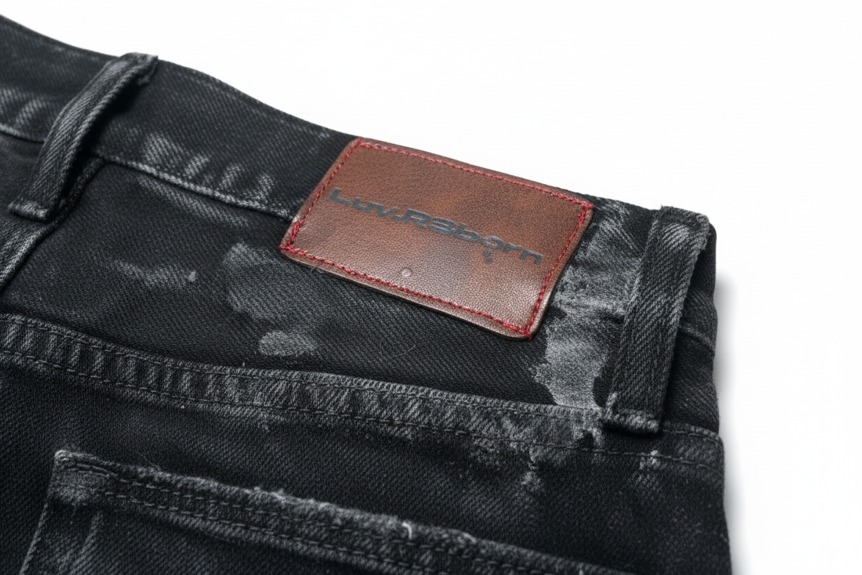 black (WAX) baggy flare jeans