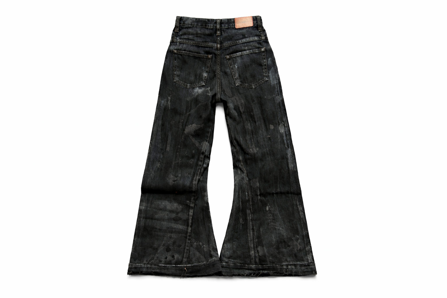 black double waist (WAX) Baggy flare jeans