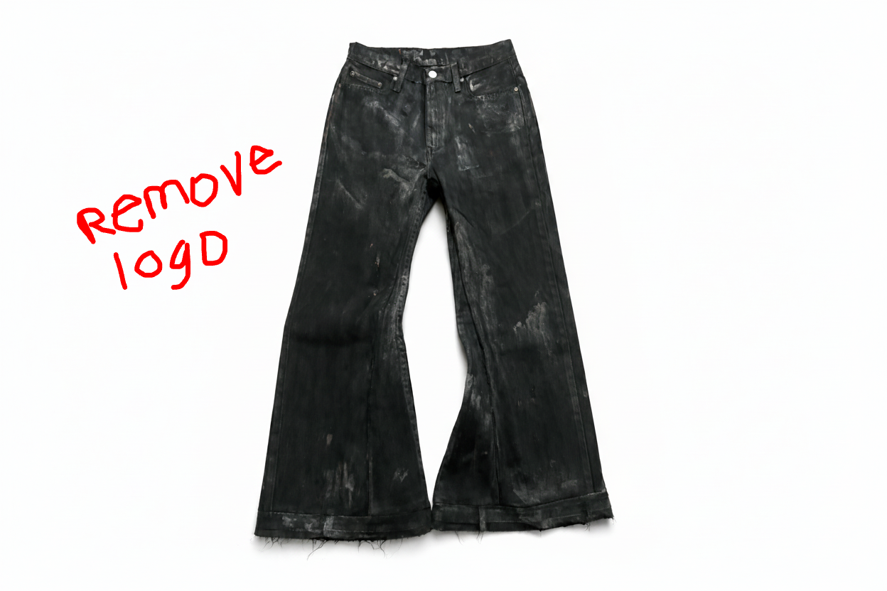 black (WAX) baggy flare jeans
