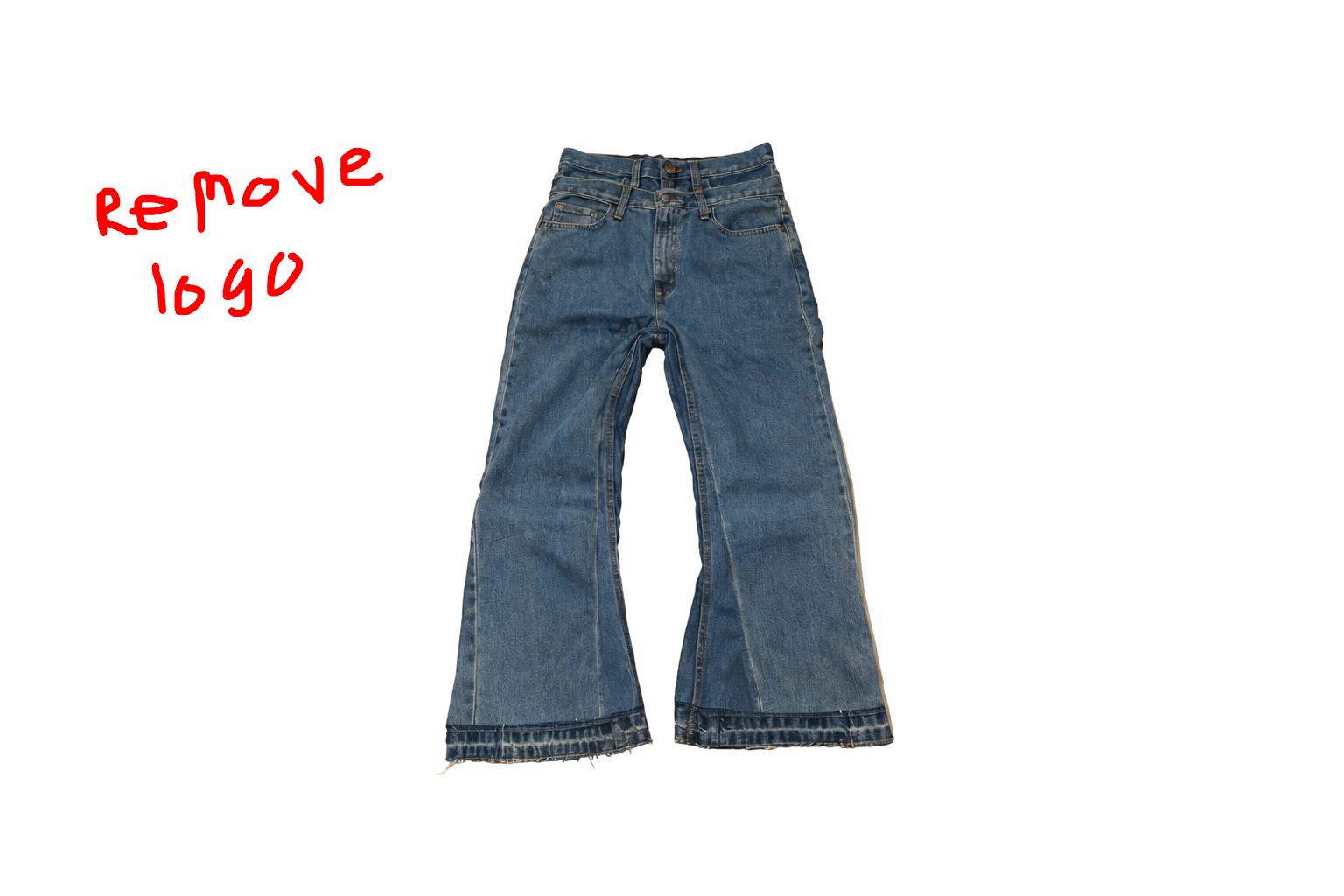 dark wash double waist baggy flare jeans