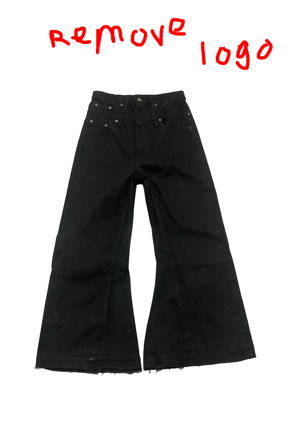 Black double waist baggy flare jeans