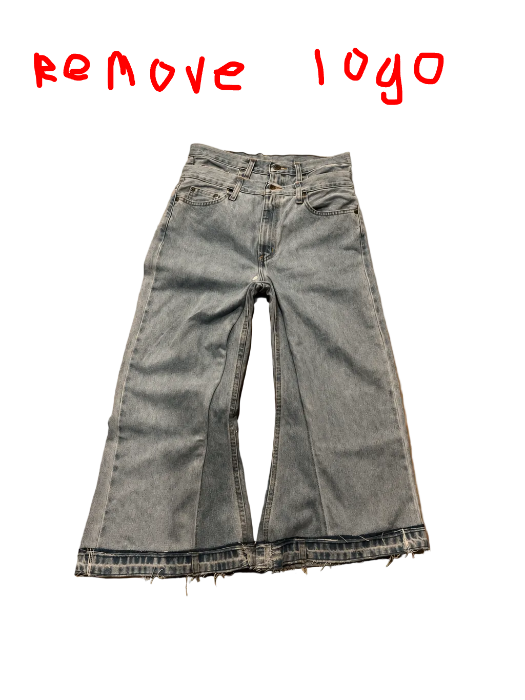 light wash double waist baggy flare jeans