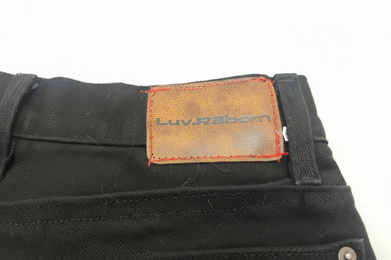 Black double waist denim baggy flare jeans