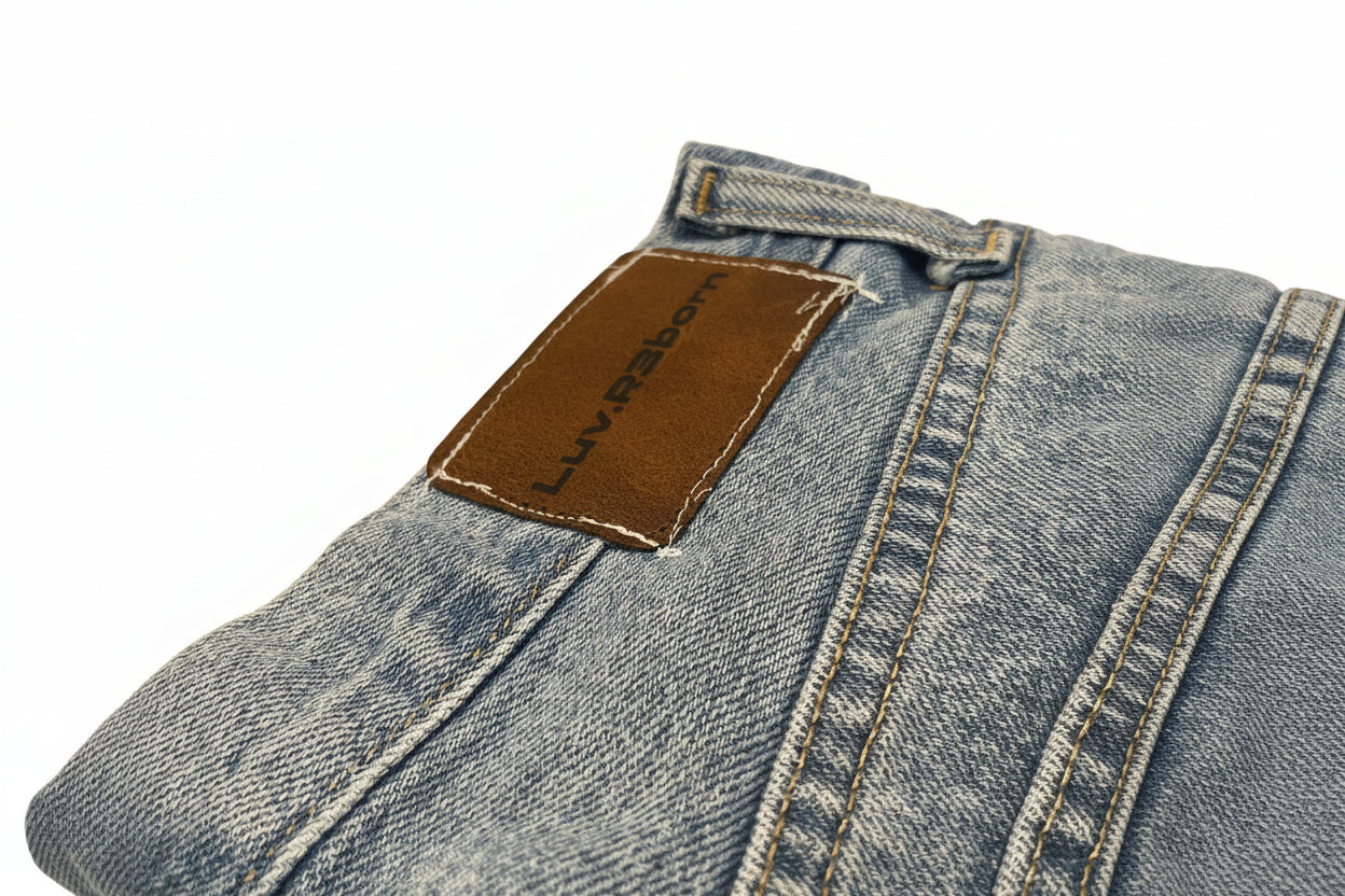 Denim light wash baggy flare jeans