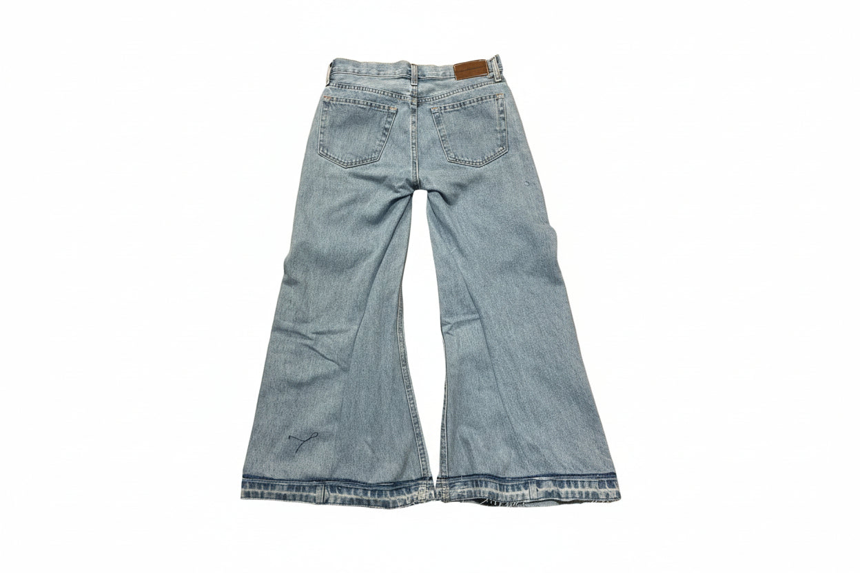 Denim light wash baggy flare jeans