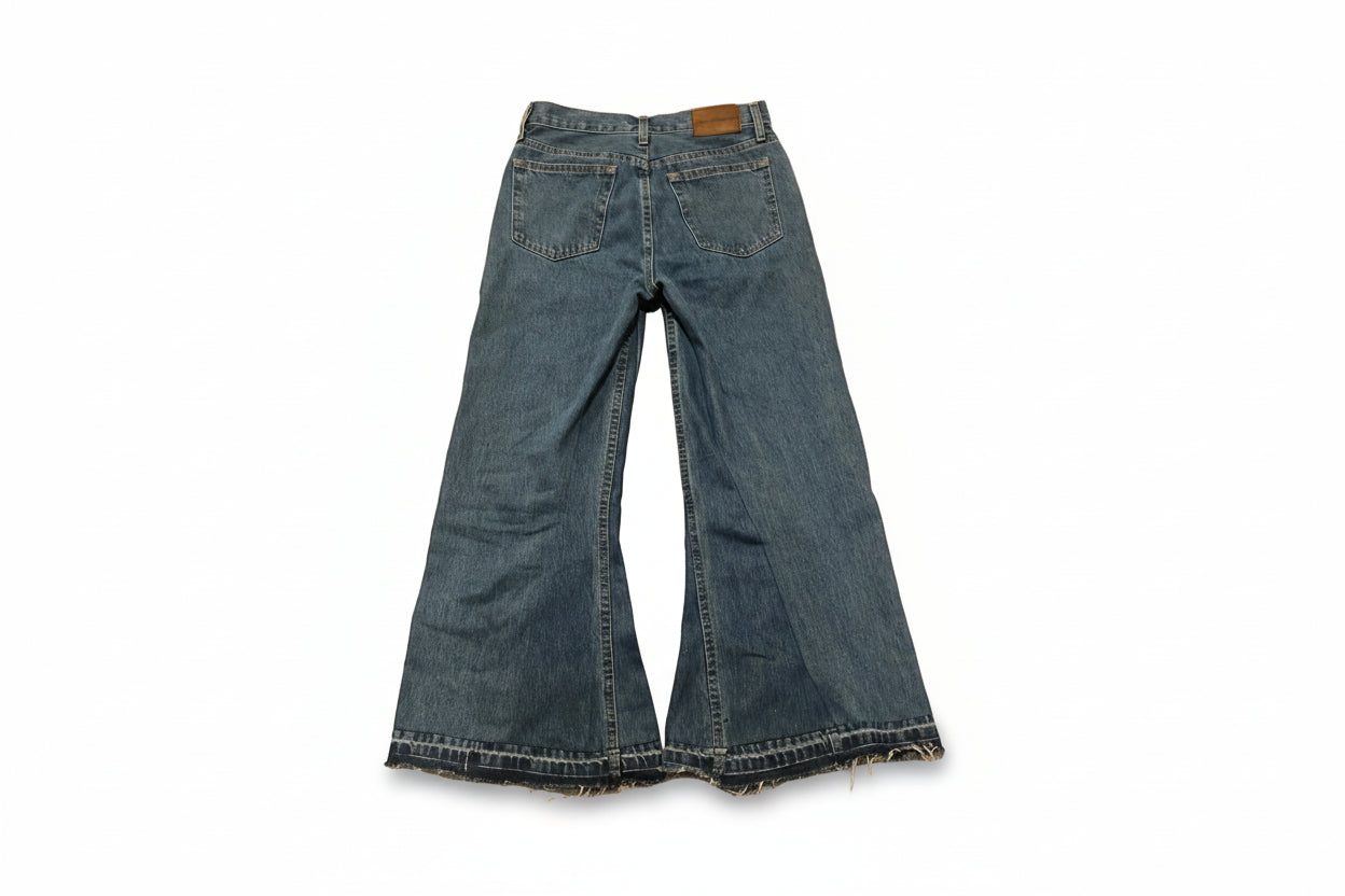 denim dark wash baggy flare jeans