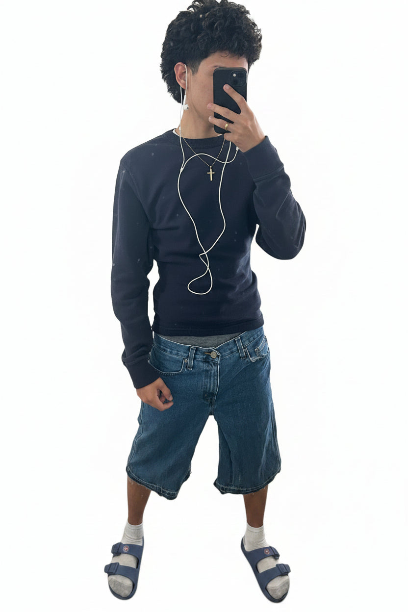 baggy dark wash jorts