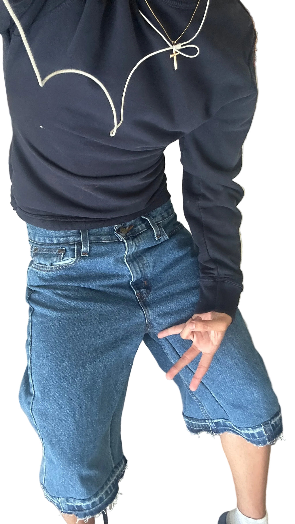 baggy dark wash jorts