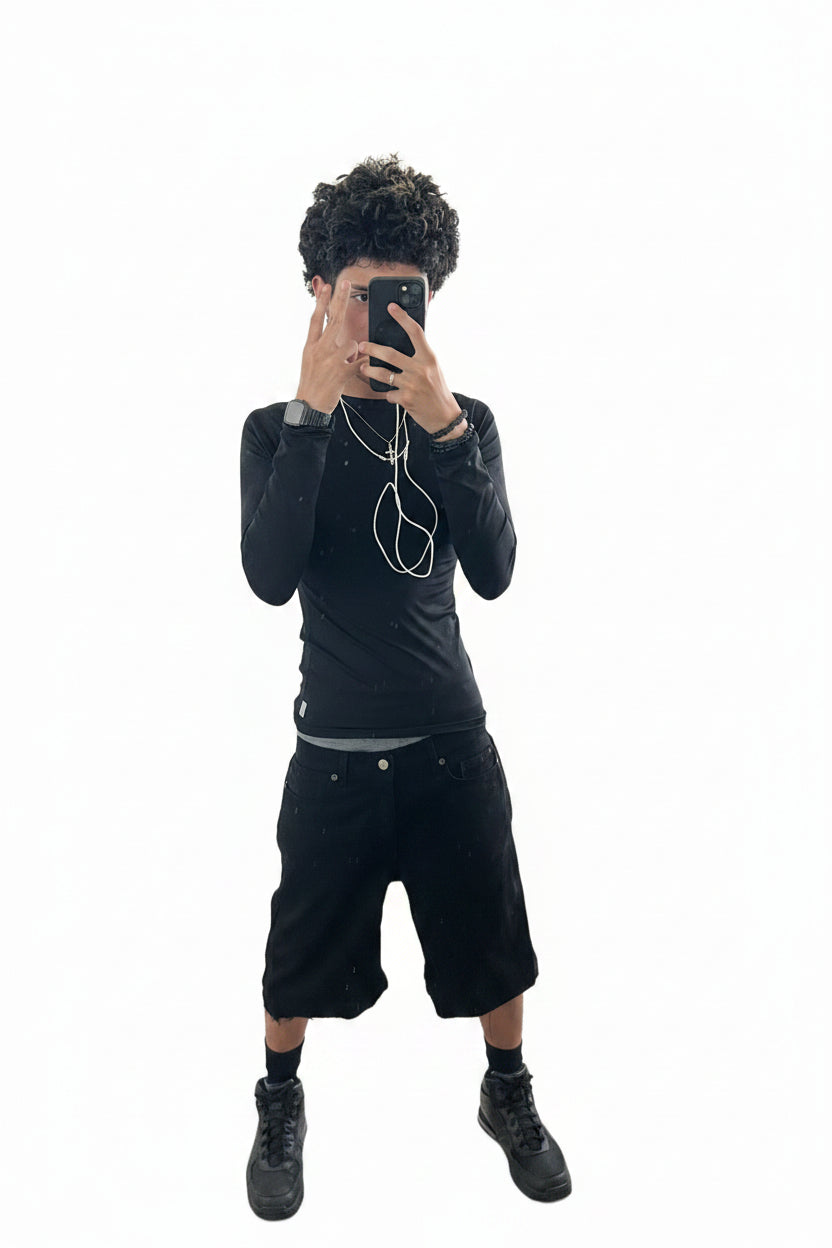 baggy black jorts