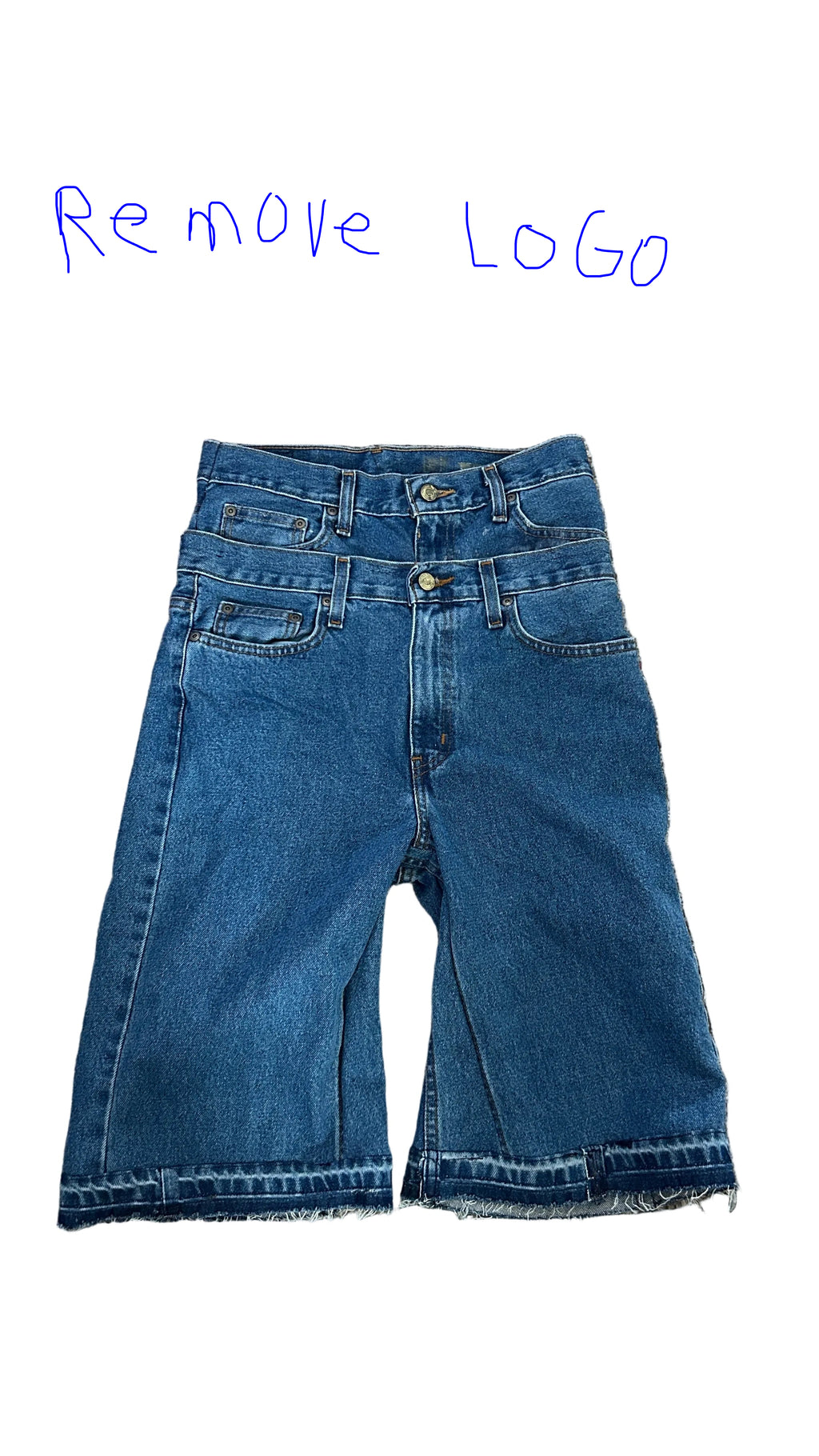 dark wash double waist baggy jorts