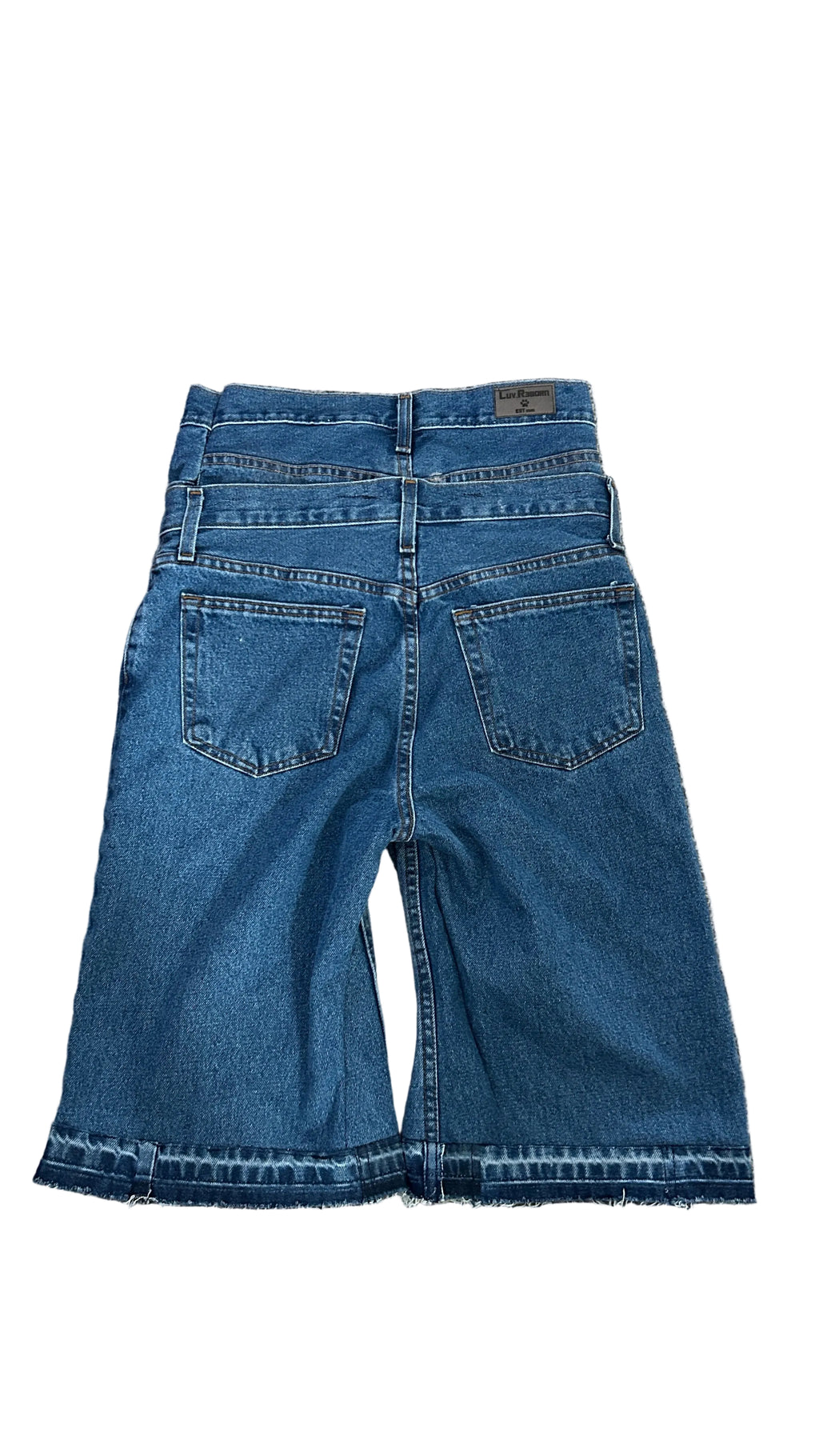dark wash double waist baggy jorts