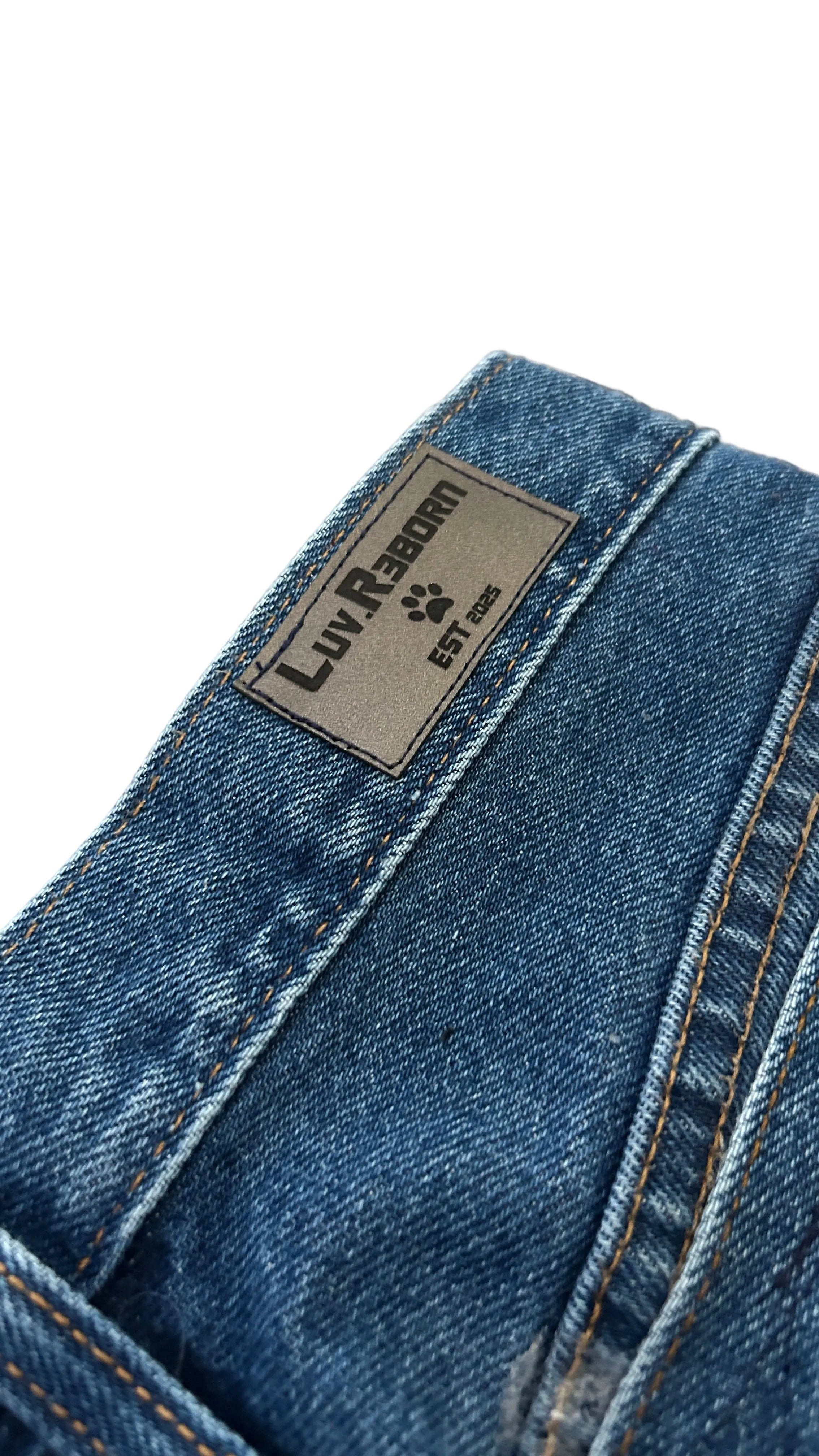 dark wash double waist baggy jorts