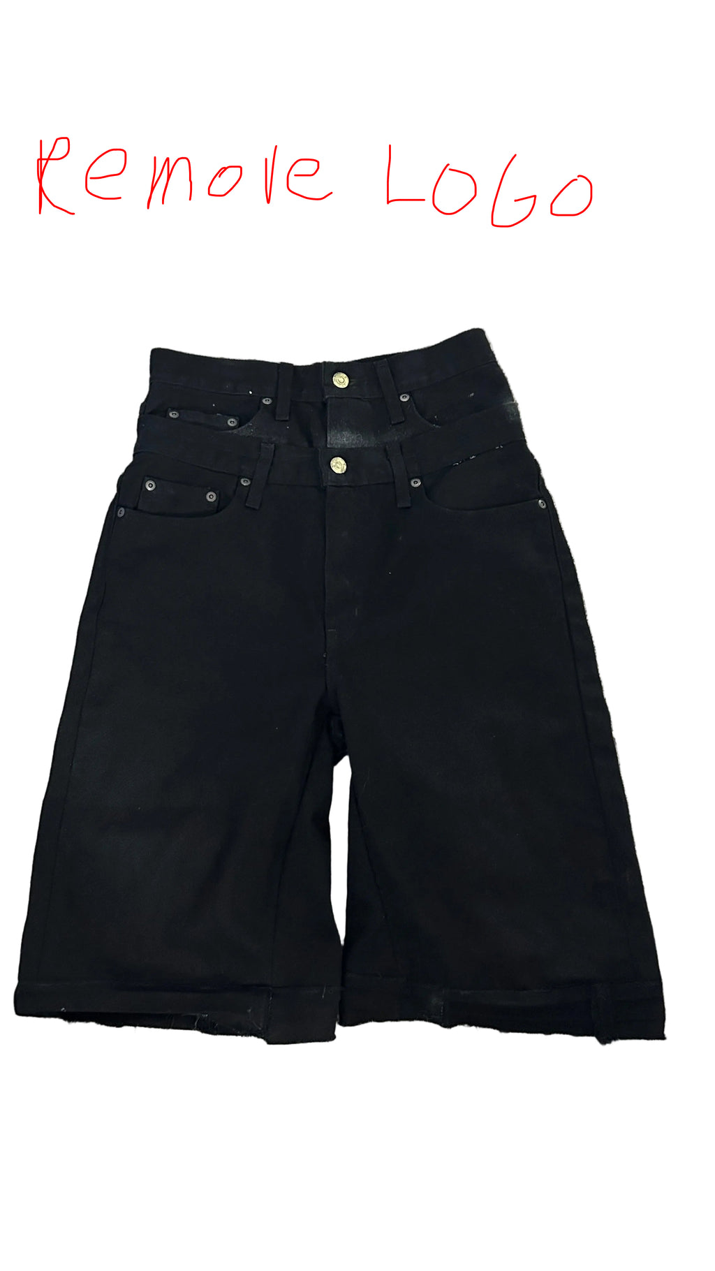 black double waist baggy jorts