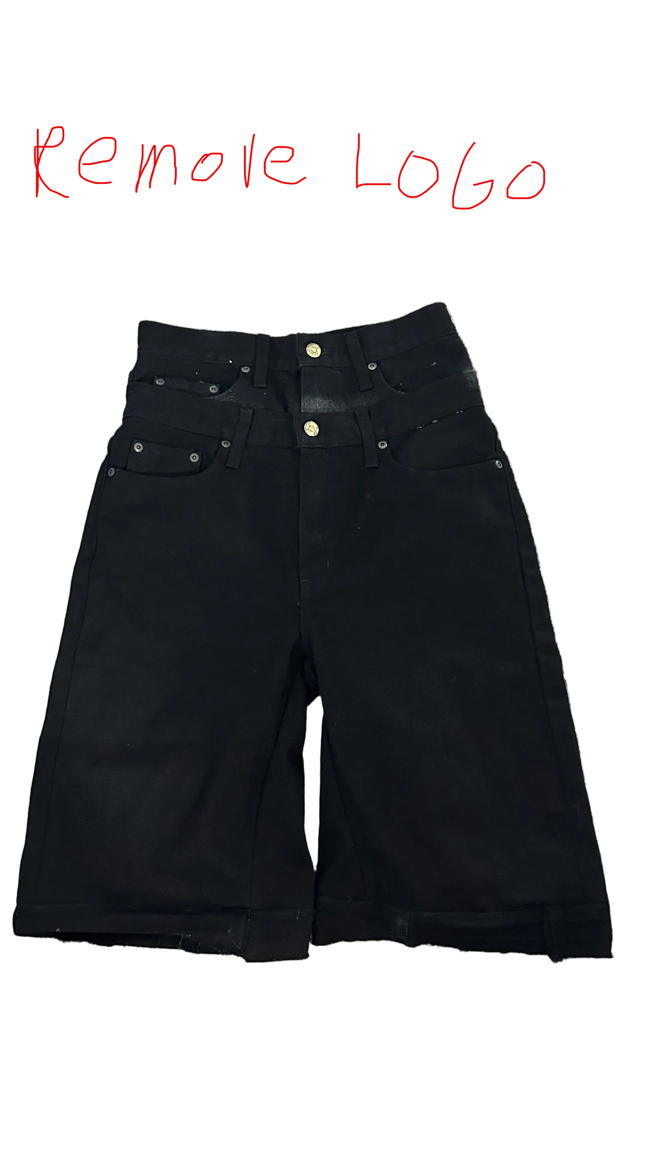 black double waist baggy jorts