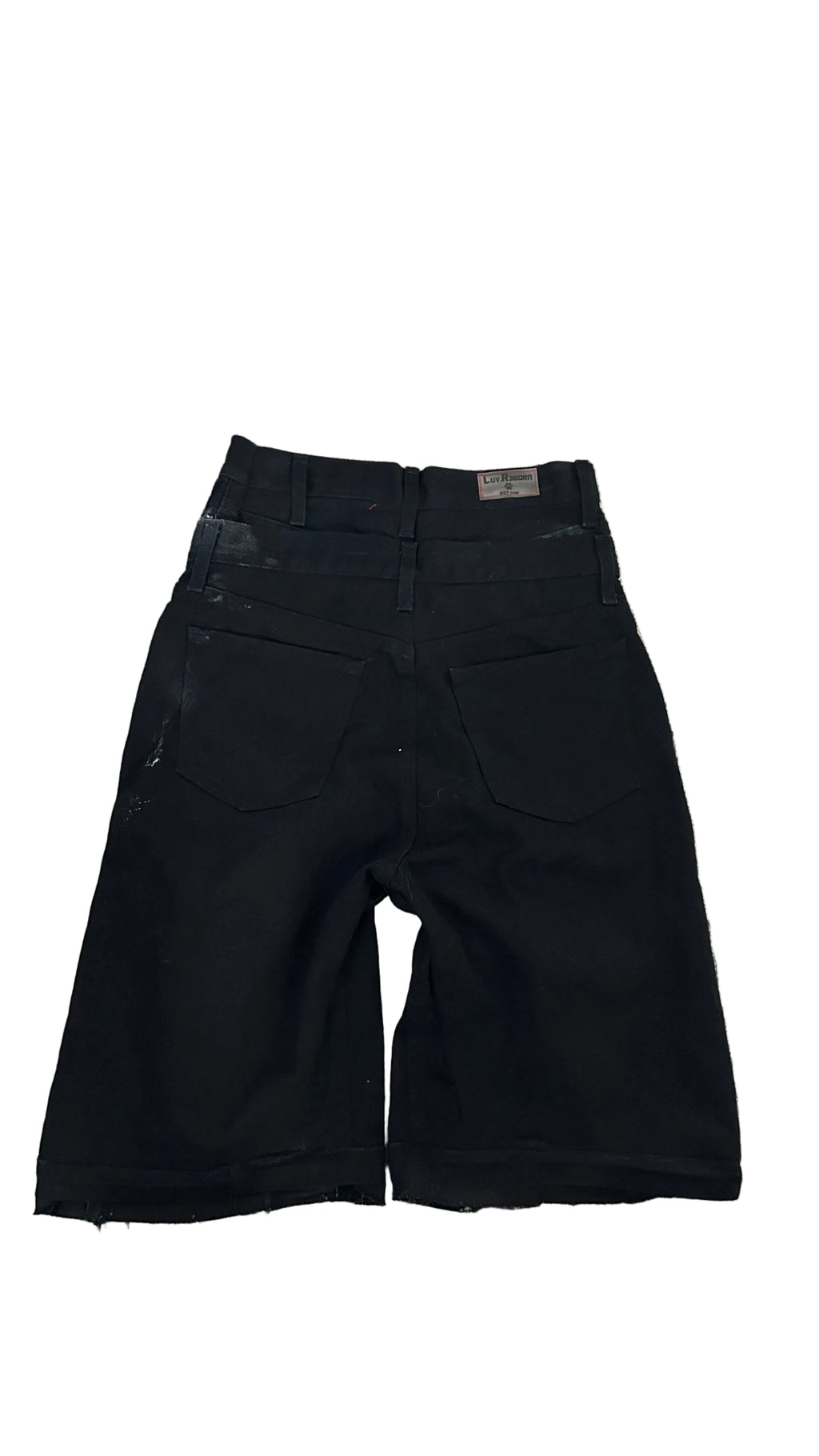 black double waist baggy jorts