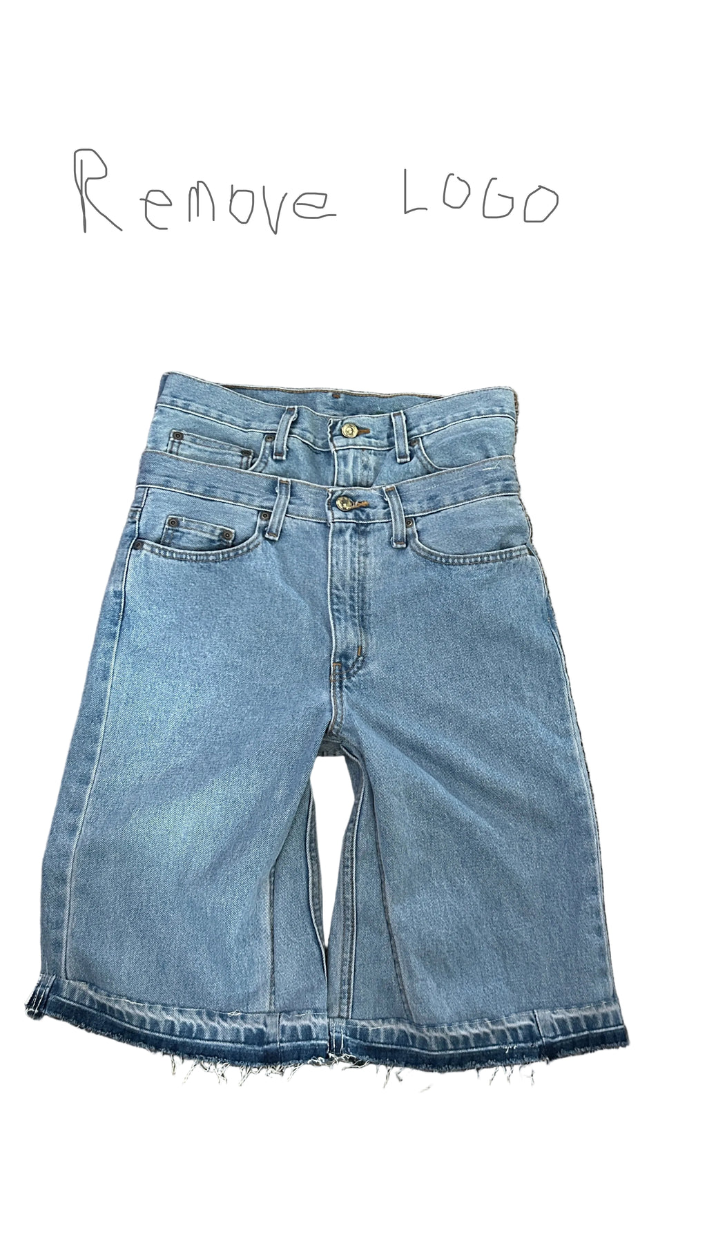 light wash double waist baggy jorts