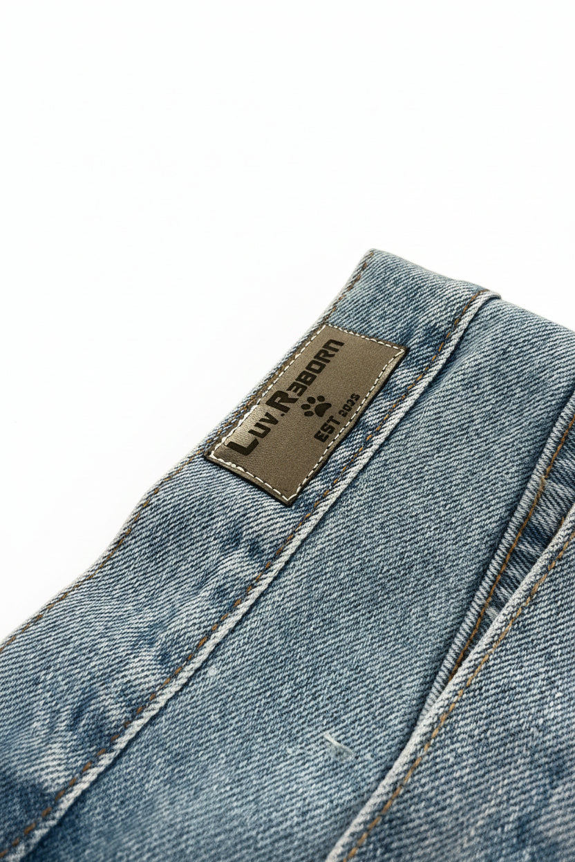 light wash double waist baggy jorts