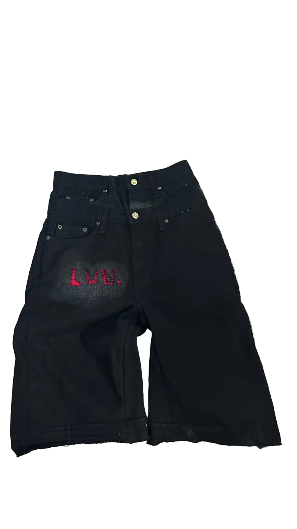 black double waist baggy jorts